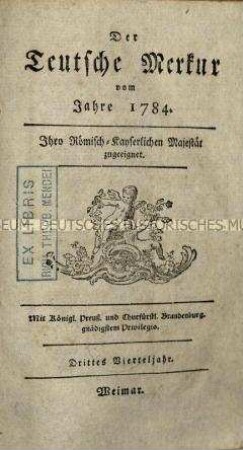 Der Deutsche Merkur, Jg. 1784 (Juli bis Dezember)