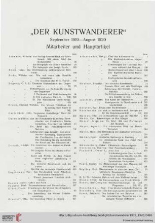 Mitarbeiter und Hauptartikel