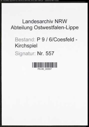 Heiratsregister Standesamt Coesfeld-Kirchspiel oder Amt