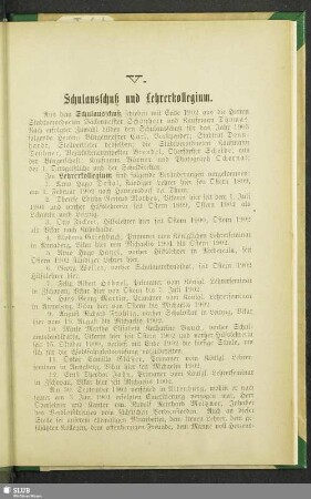 V. Schulausschuß und Lehrerkollegium