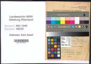 Entnazifizierung Karl Josef Dahmen , geb. 13.03.1903 (Krankenpfleger)