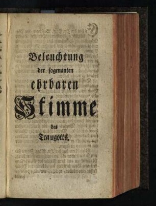 Beleuchtung der sogenannten ehrbaren Stimme des Traugotts