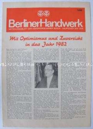 Mitteilungsblatt der Handwerkskammer Berlin zum Jahreswechsel 1981/82