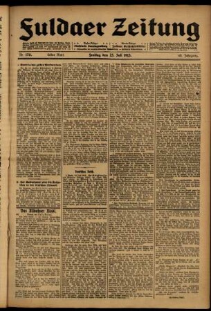 Erste Ausgabe vom Freitag, den 25. Juli 1913.