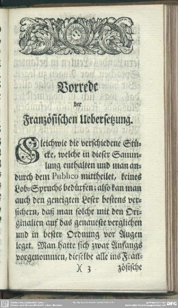 Vorrede der Französischen Uebersetzung