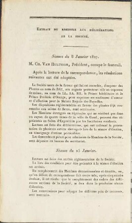 Extrait du registre aux délibérations de la société