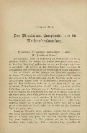 Sechstes Buch. Das Ministerium Camphausen und die Nationalversammlung