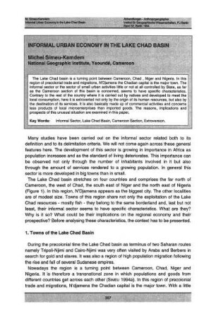 Informal urban economy in the Lake Chad Basin
