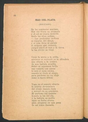 Mar de plata : (Recitado)