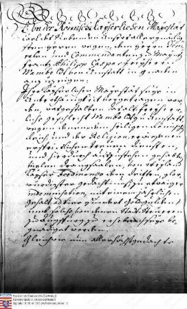 Kaiser Karl VII bestätigt Freiherr Philipp franz Caspar Lehensbrief über die 400 Goldgulden