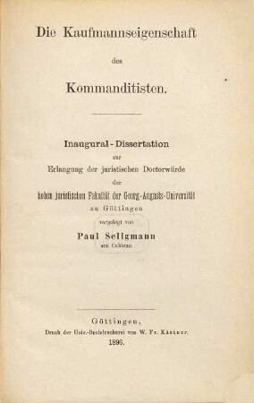 Die Kaufmannseigenschaft des Kommanditisten