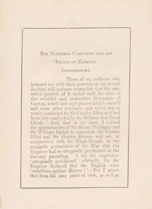 The Northern campaigns and the treaty of Nanking