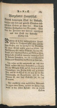 Vierzehntes Hauptstück. Betrift denjenigen Theil der Andacht, welcher mit dem auf gewisse Stunden festgesetzten Gebete ...