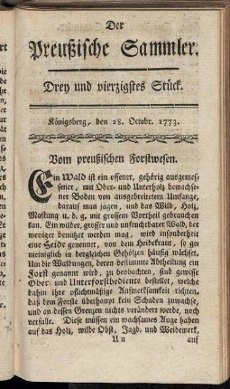 Drey und vierzigstes Stück. Königsberg, den 28. Octobr. 1773.