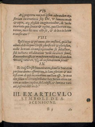III. Ex Articulo Symboli De Ascensione.