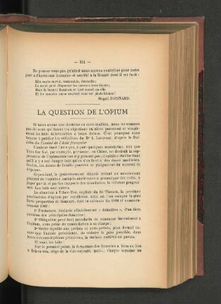 La Question de l'Opium.