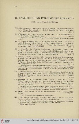 II. Englische und italienische Literatur (Nr. 306- 335)