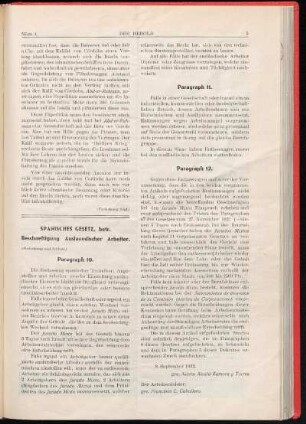 Spanisches Gesetz, betr. Beschaeftigung auslaendischer Arbeiter - (Fortsetzung und Schluss)