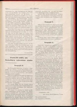 Spanisches Gesetz, betr. Beschaeftigung auslaendischer Arbeiter - (Fortsetzung und Schluss)