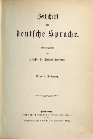 Zeitschrift für deutsche Sprache. 9. 1896