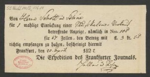 Quittung über Erhalt von Geld
