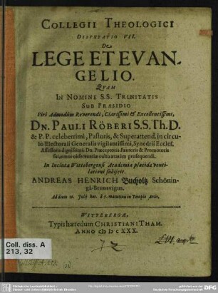 7: De lege et evangelio