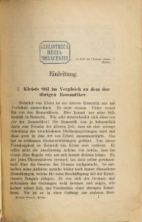 Heinrich von Kleist : Seine Sprache und sein Stil