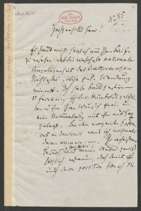 Brief an Anton Schindler : o.D. [1843, ermittelt]