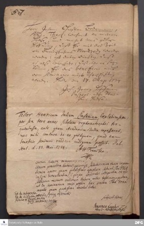 Testimonium von August Hermann Franckes für Julius Clasen.