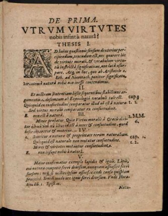 De Prima. Utrum Virtutes nobis insint a natura?