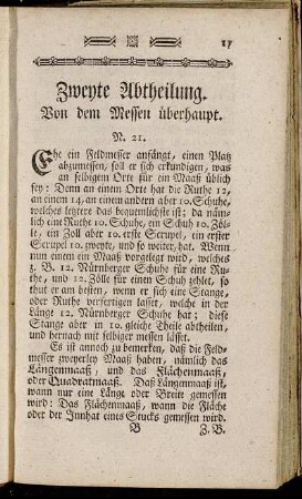 Zweyte Abtheilung. Von dem Messen überhaupt.