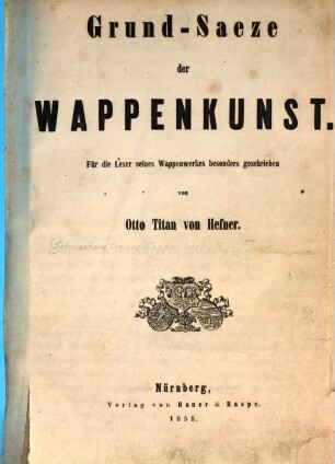 Grund-Saeze der Wappenkunst