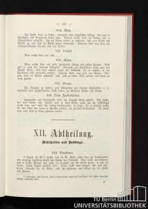 XII. Abtheilung. Mehlspeisen und Puddings.