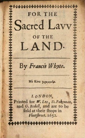 For the sacred law of the land