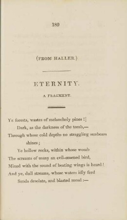 From Haller: Eternity. A Fragment