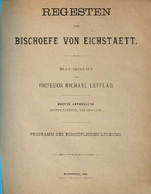Regesten der Bischöfe von Eichstätt. 3,1, Von 1297 - 1305