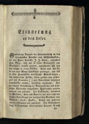Erinnerung an den Leser