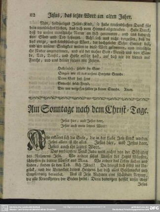 Am Sonntage nach dem Christ-Tage