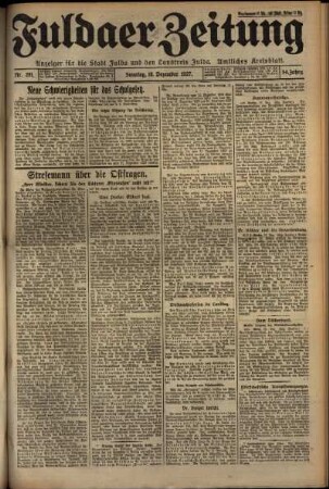 Erste Ausgabe vom Sonntag, den 18. Dezember 1927.