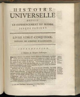 Livre Vingt-Cinquieme. Histoire de L´Empire d´Allemagne.