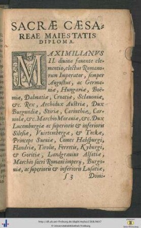Sacrae Caesareae Maiestatis Diploma.