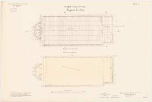 Kavallerie Kasernement II, Danzig-Langfuhr Einfache Reitbahn: Grundriss Fundament und Bankett mit Sparrenlage 1:100