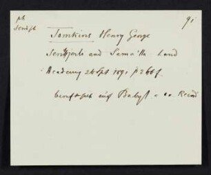 Notiz zu Tomkins Henry George