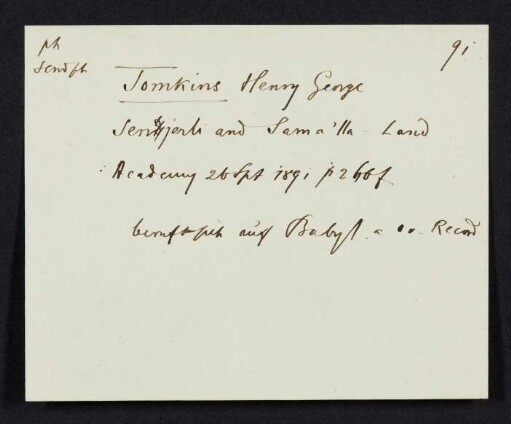Notiz zu Tomkins Henry George