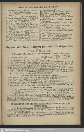 Notizen über Post-, Telegraphen- und Eisenbahnwesen