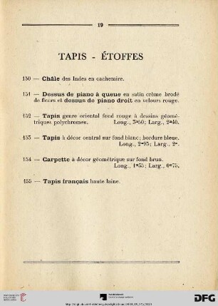 Tapis - Étoffes (Nr. 150-155)