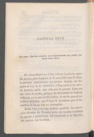 Capítulo XXVII - De cómo Martin cometió una imprudencia que podia costarle muy cara.