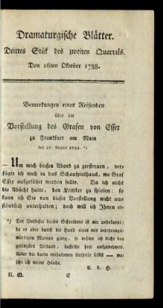 Drittes Stük des zweiten Quartals