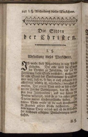 I. §. Abtheilung dieses Werchens.