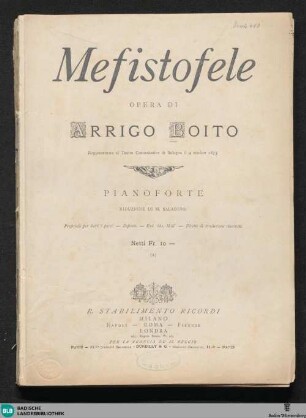 Mefistofele : opera di Arrigo Boito